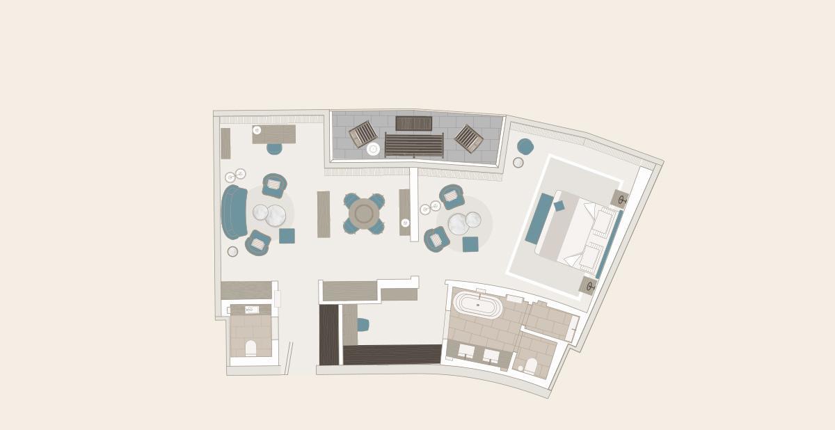 丰特奈酒店 汉堡 客房 照片 Floorplan of a typical suite
